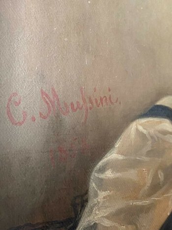 Öl auf Leinwand Porträt einer XIX. Frau signiert C. Mussini 1858