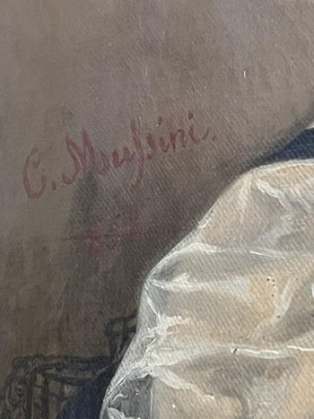 Öl auf Leinwand Porträt einer XIX. Frau signiert C. Mussini 1858