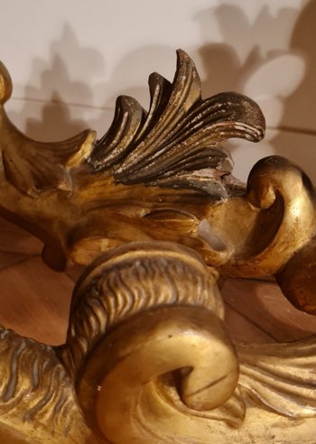 Large Console En Bois Doré Napoléon III