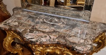 Large Console En Bois Doré Napoléon III