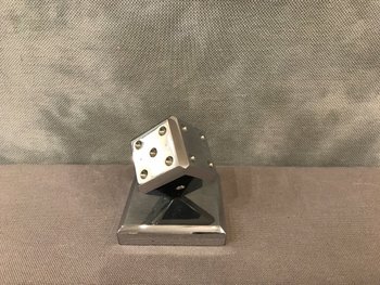 Paperweight In The Shape Of A Dice In Chromed Metal After Edgar Brandt Circa 1960