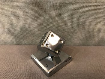 Paperweight In The Shape Of A Dice In Chromed Metal After Edgar Brandt Circa 1960