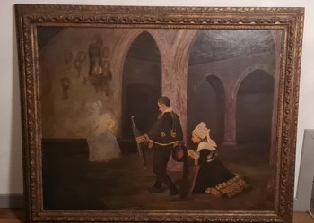 Oil On Canvas Representing A Married Couple Signed