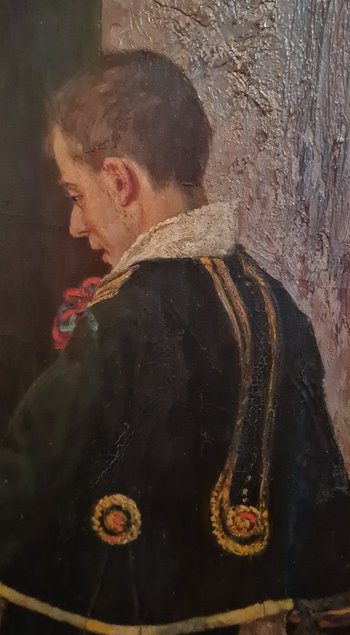 Oil On Canvas Representing A Married Couple Signed