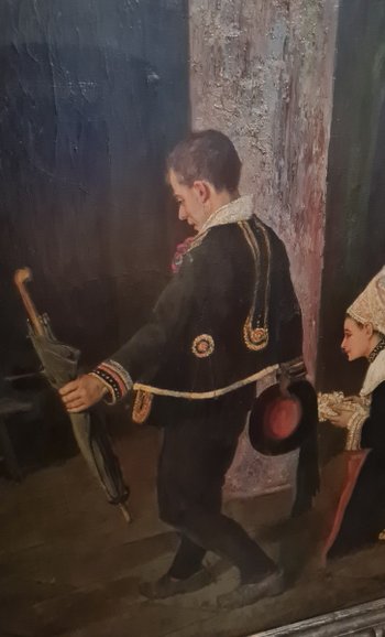 Oil On Canvas Representing A Married Couple Signed