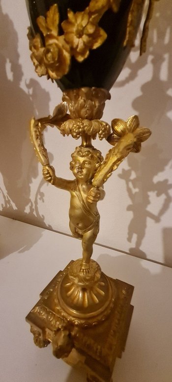 Imposing Napoleon III Bronze And Tile Mantel Trim