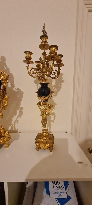 Imposing Napoleon III Bronze And Tile Mantel Trim