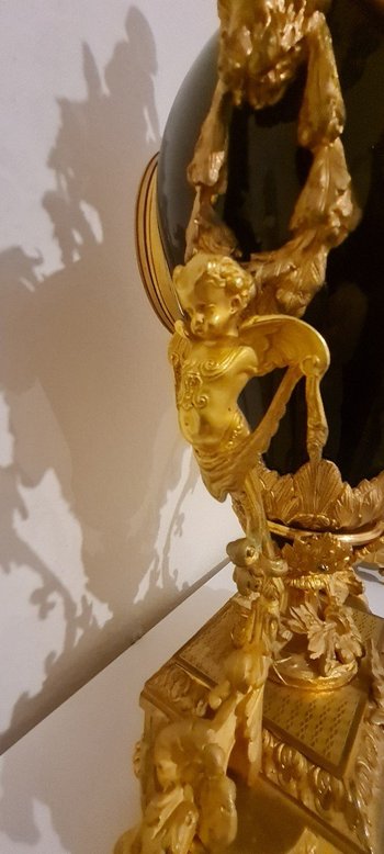 Imposing Napoleon III Bronze And Tile Mantel Trim