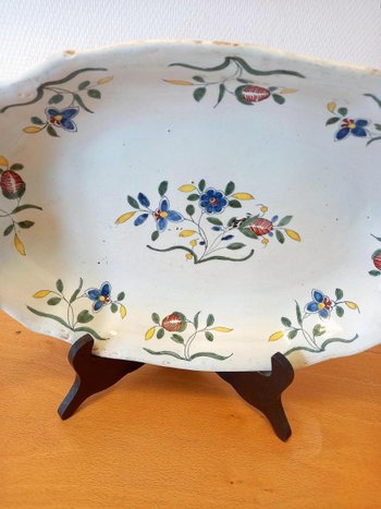 Earthenware Dish: Rouen Or Sinceny End XVIIIth Beginning XIXth Century.