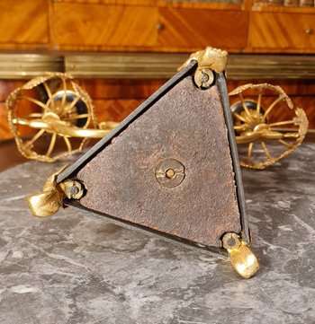XIX Th S, Pair Of Double Patina Bronze Candlesticks