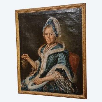 XVIII ème S, Portrait De Femme Huile Sur Toile