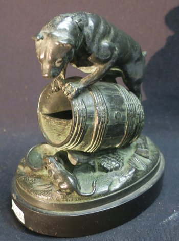 Bronze, the dog and the rat, signed Ch Paillet