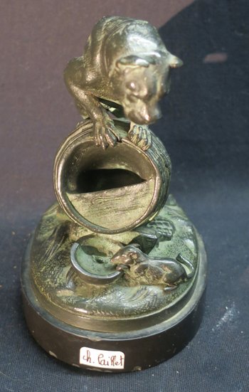 Bronze, the dog and the rat, signed Ch Paillet