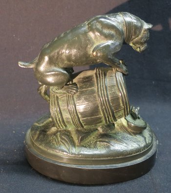 Bronze, the dog and the rat, signed Ch Paillet