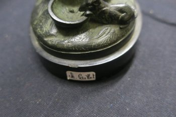 Bronze, the dog and the rat, signed Ch Paillet