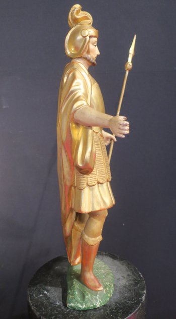 Statua in legno dorato del XVIII secolo, centurione romano