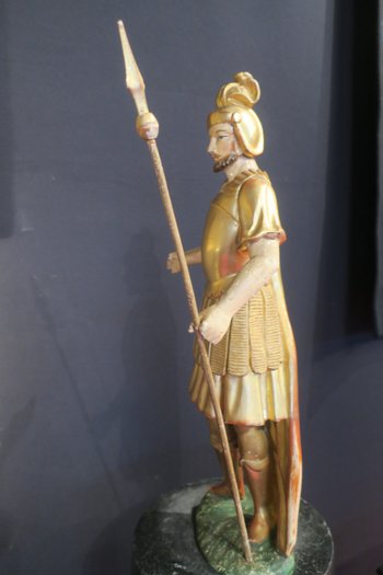 Statua in legno dorato del XVIII secolo, centurione romano