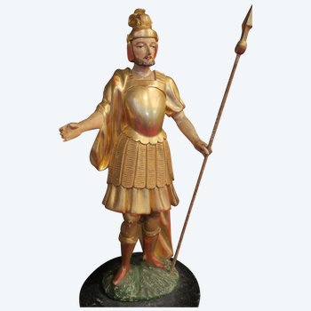 18th century giltwood statue, Roman centurion