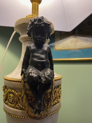 Lampe en bronze et marbre