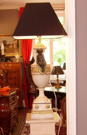 Lampe en bronze et marbre