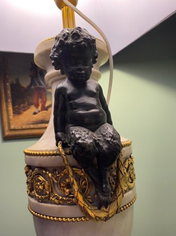 Lampe en bronze et marbre