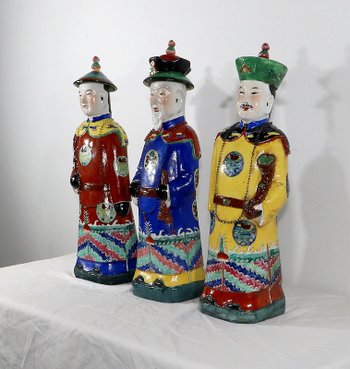 Importanti statue in maiolica “The Mandarin Dignitaries”, Cina – XX sec