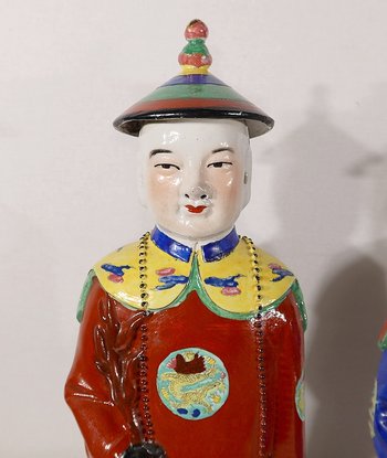 Importanti statue in maiolica “The Mandarin Dignitaries”, Cina – XX sec