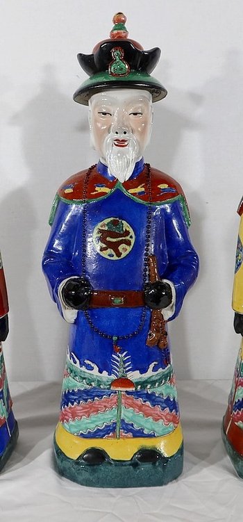 Importanti statue in maiolica “The Mandarin Dignitaries”, Cina – XX sec