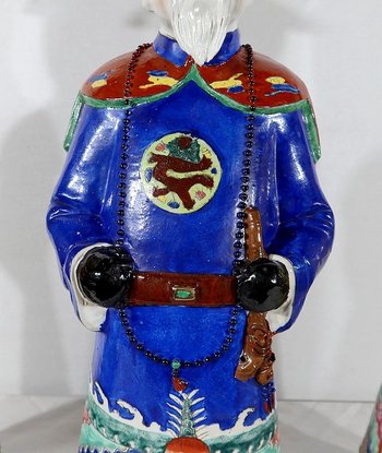 Importanti statue in maiolica “The Mandarin Dignitaries”, Cina – XX sec