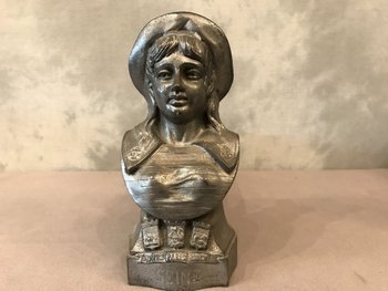 Pair of gray cast iron andirons, late 19th century
