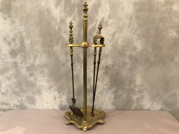Serviteur de cheminée ancien en bronze et fer d'époque 19 ème Napoléon III 