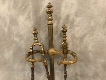 Serviteur de cheminée ancien en bronze et fer d'époque 19 ème Napoléon III 