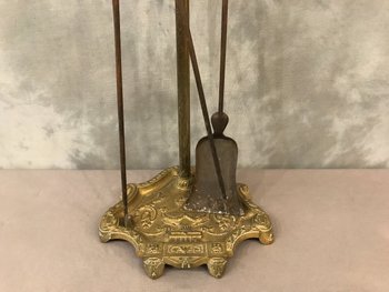 Serviteur de cheminée ancien en bronze et fer d'époque 19 ème Napoléon III 