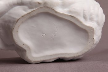 Beautiful 19th century biscuit porcelain swan