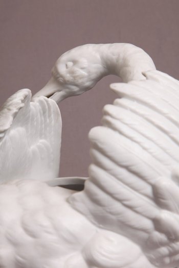 Beautiful 19th century biscuit porcelain swan