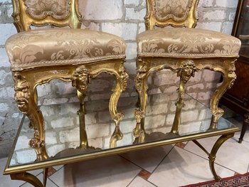 COPPIA DI SEDIE VENEZIANE IN LEGNO DORATO