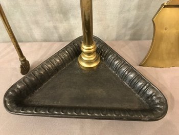 Serviteur De Cheminée Ancien D’époque 19ème  En Fonte Et Laiton
