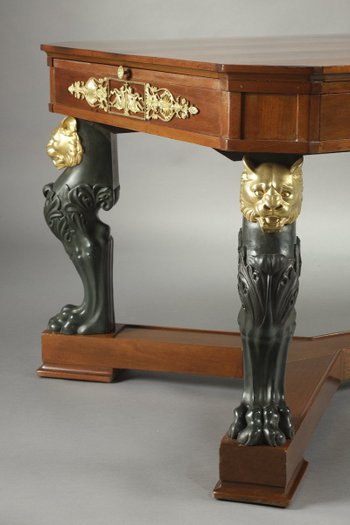 Table In Mahogany And Bronze,