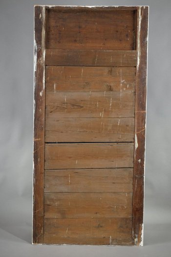 Grande specchio Trumeau in legno e stucco dorato di epoca Impero, XIX secolo