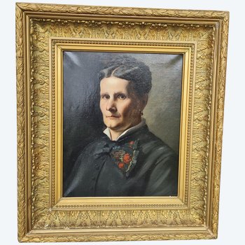 XIX ème, Porträt Einer Dame Öl Auf Leinwand