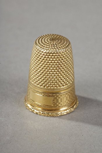 Scatola da cucito in legno di palissandro impiallacciato, oro e argento, XIX secolo