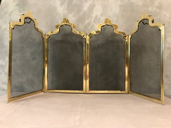 Pare Feu De Cheminée Ancien En Laiton D’époque 19ème De Style Louis XV