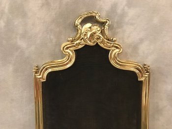 Pare Feu De Cheminée Ancien En Laiton D’époque 19ème De Style Louis XV