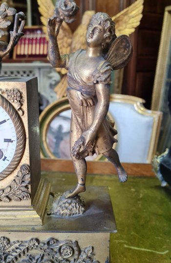 Empire Clock In Gilded Bronze 19th C