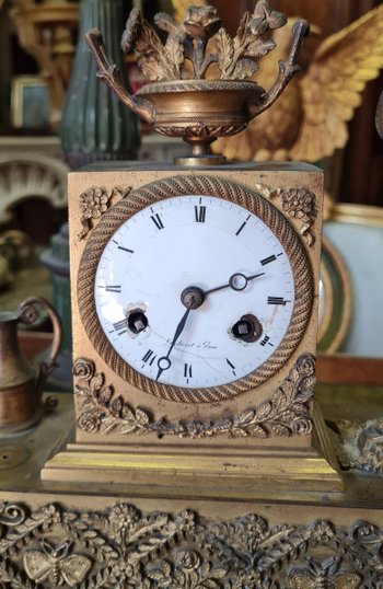 Empire Clock In Gilded Bronze 19th C