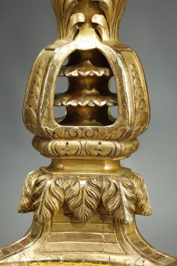 Large Tripod Column In Gilded Wood,  Louis XIV Style, 19th Century