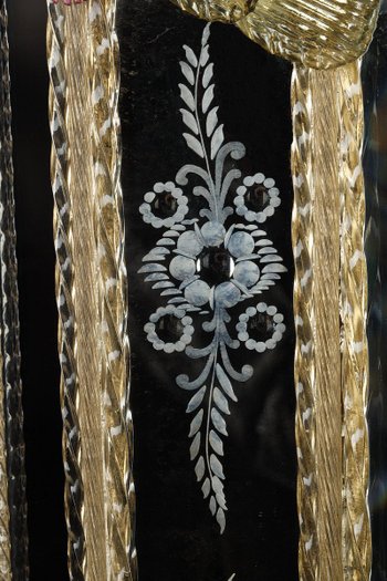 Specchio rococò con perle in vetro di Murano, inizio '900