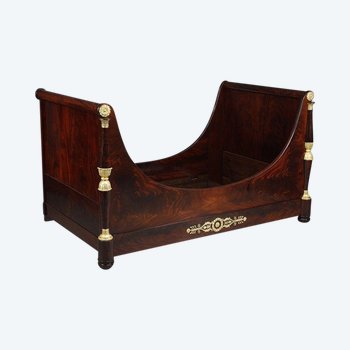 Large Solid Mahogany Boat Bed From The Empire Period