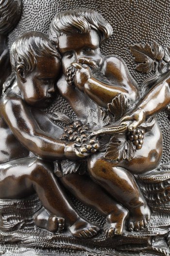 Bronze Vase Decorated With Putti Harvesters, In The Taste Of Clodion, 19th Century