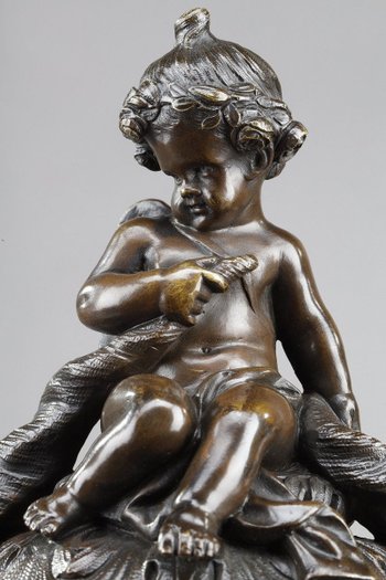 Bronze Vase Decorated With Putti Harvesters, In The Taste Of Clodion, 19th Century